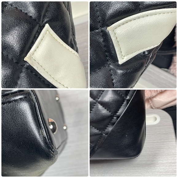 Designer Bag Quilted Leather Black & White Purse - Fashion Bag CC - Picture 15 of 16